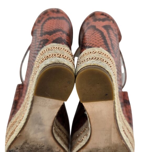 B Brian Atwood Leather Dekoda Snake-Print Platform Wedge Sandals Size 6 - Picture 8 of 10